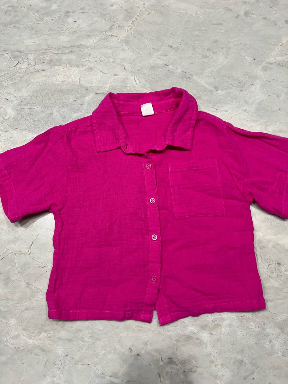 GAP Bright Fuchsia Short-Sleeve Button-Down Shirt